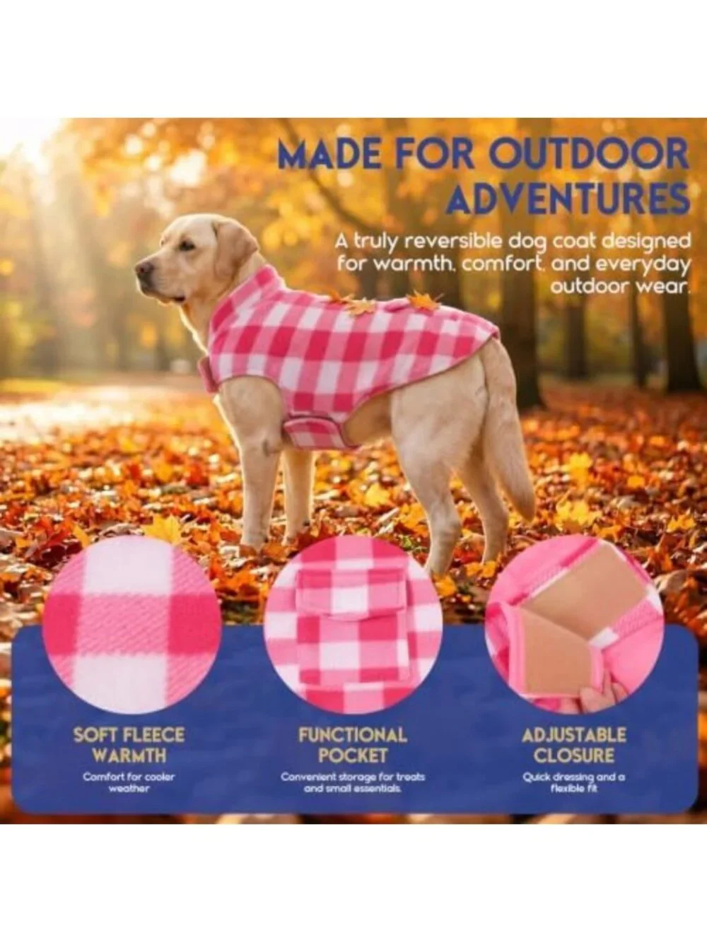 Reversible Winter Dog Coat - Warm Jacket for Small, Medium & Large Dogs